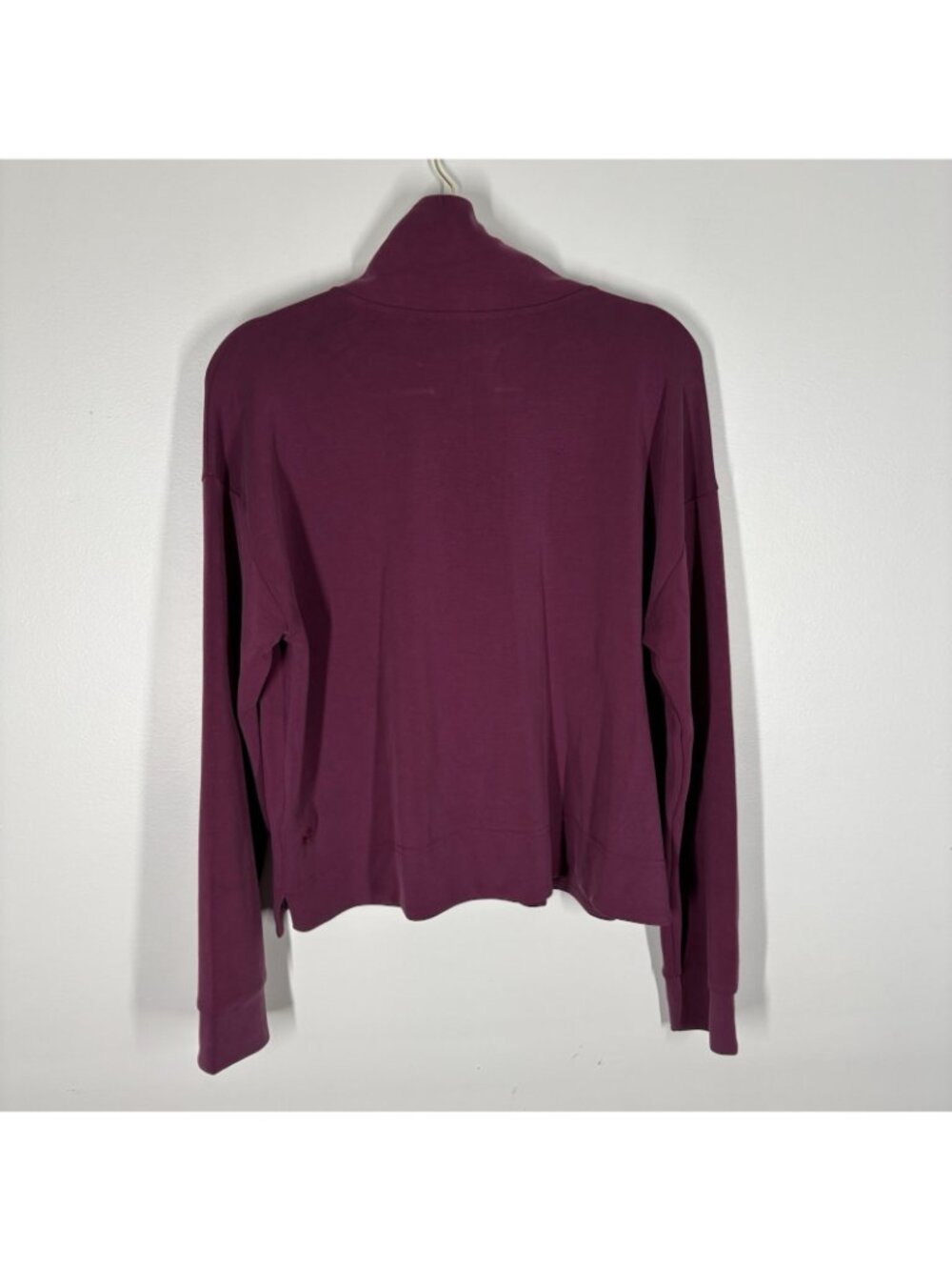 Athleta Women L Plum Cropped Seasoft Quarter Zip Pullover Sweatshirt NWOT - Picture 11 of 12